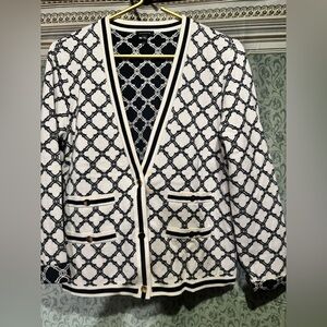 Talbots Black and White Geometric Women's Blazer